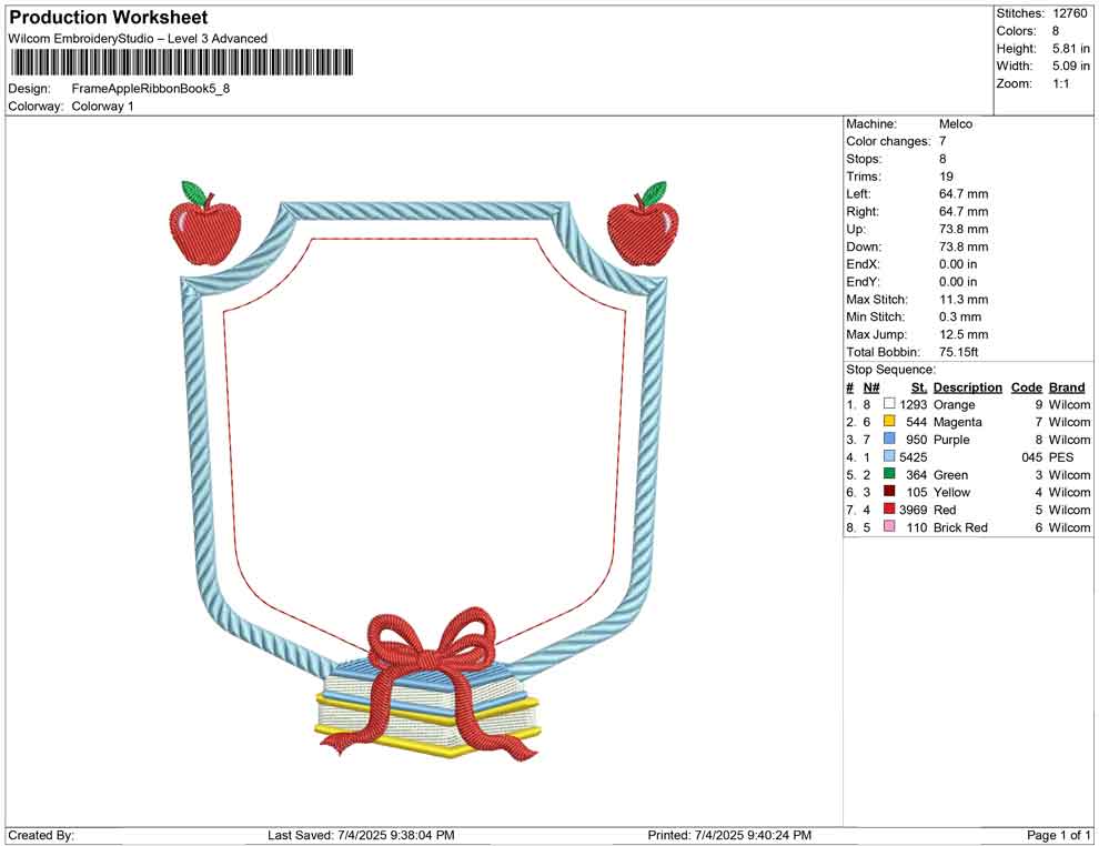 Frame Apple Ribbon Book