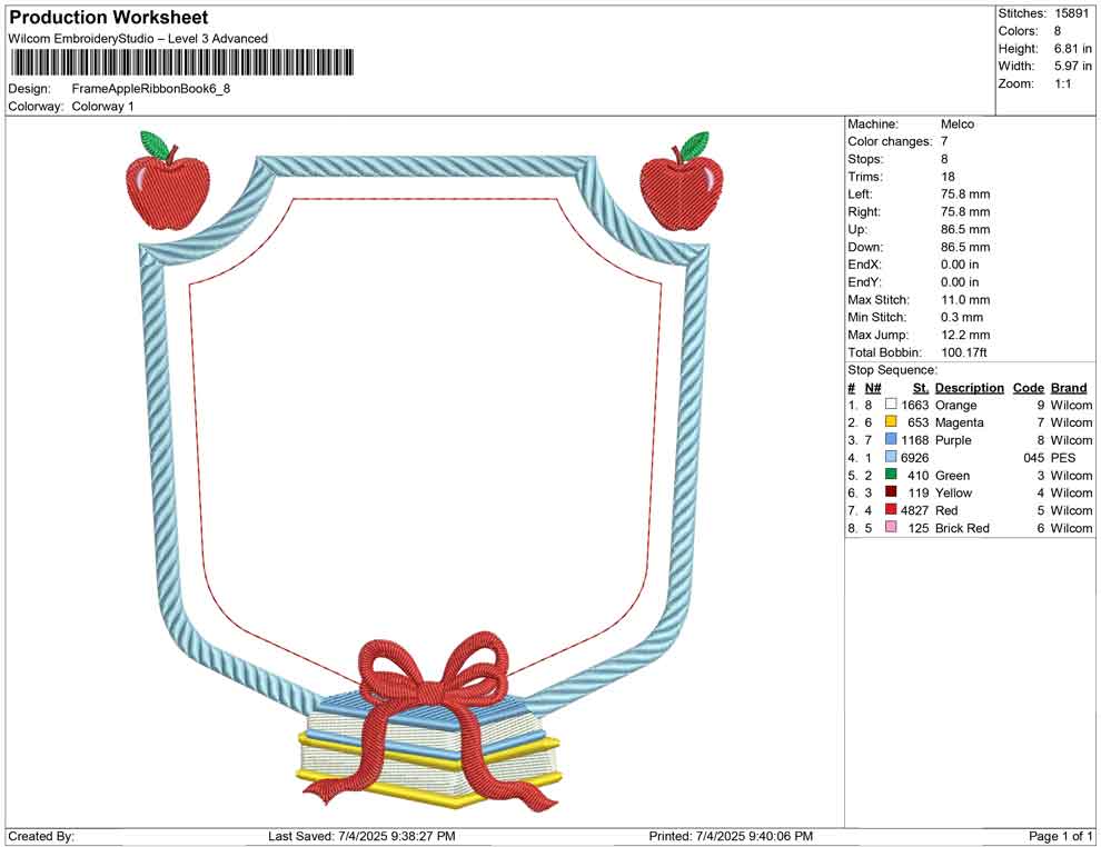 Frame Apple Ribbon Book