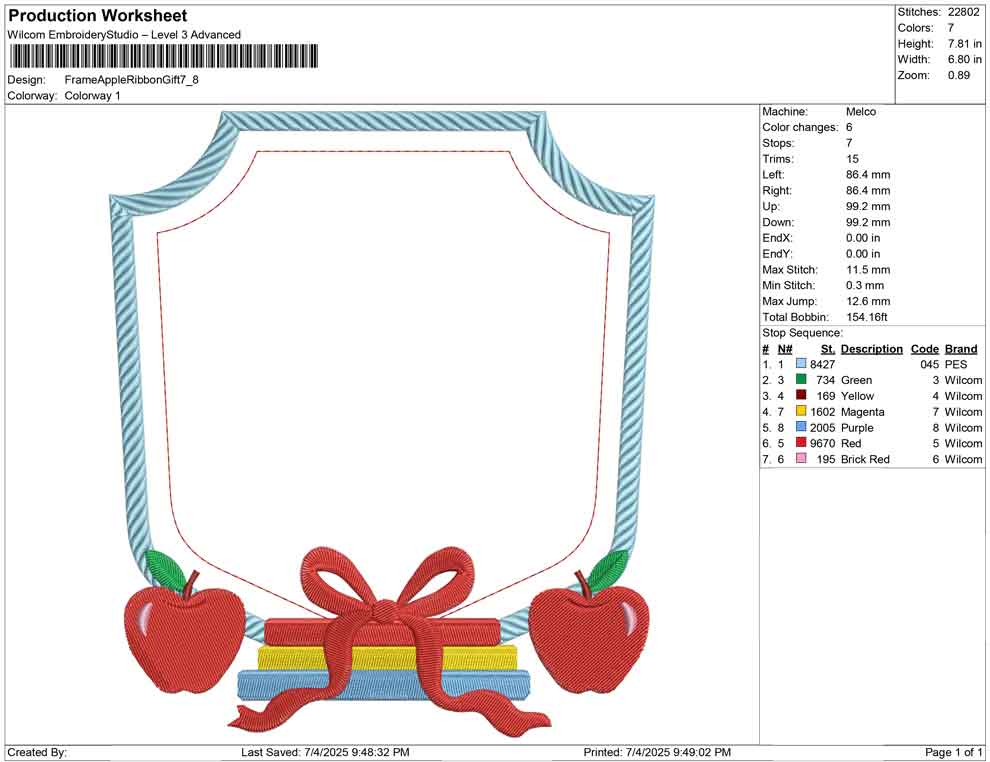 Frame Apple Ribbon Gift