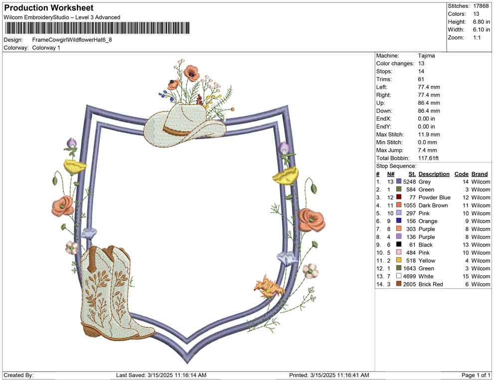 Frame Cow girl Wild flower Hat