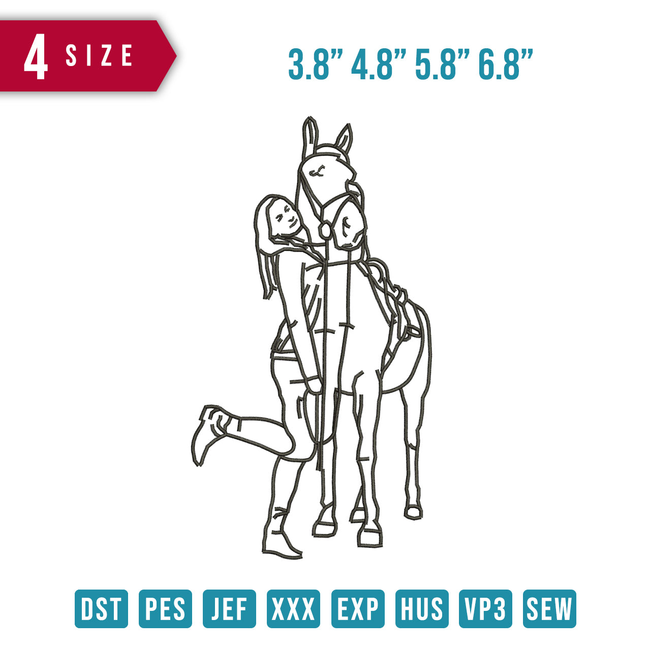 Girl and horse Line Art