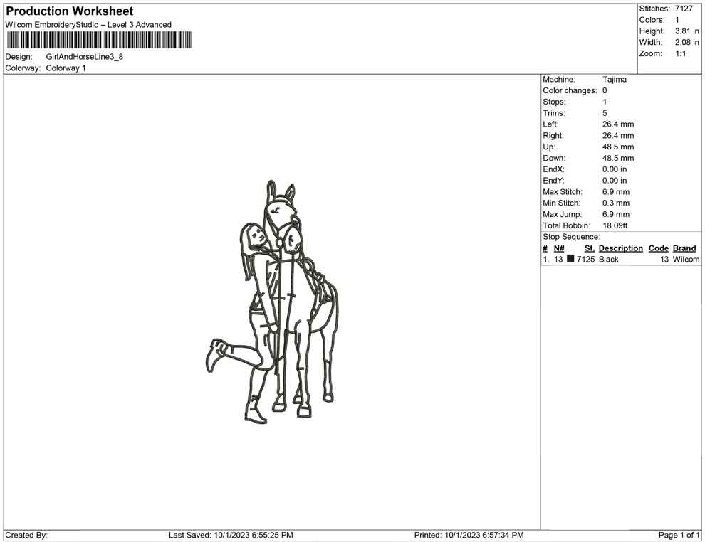 Girl and horse Line Art