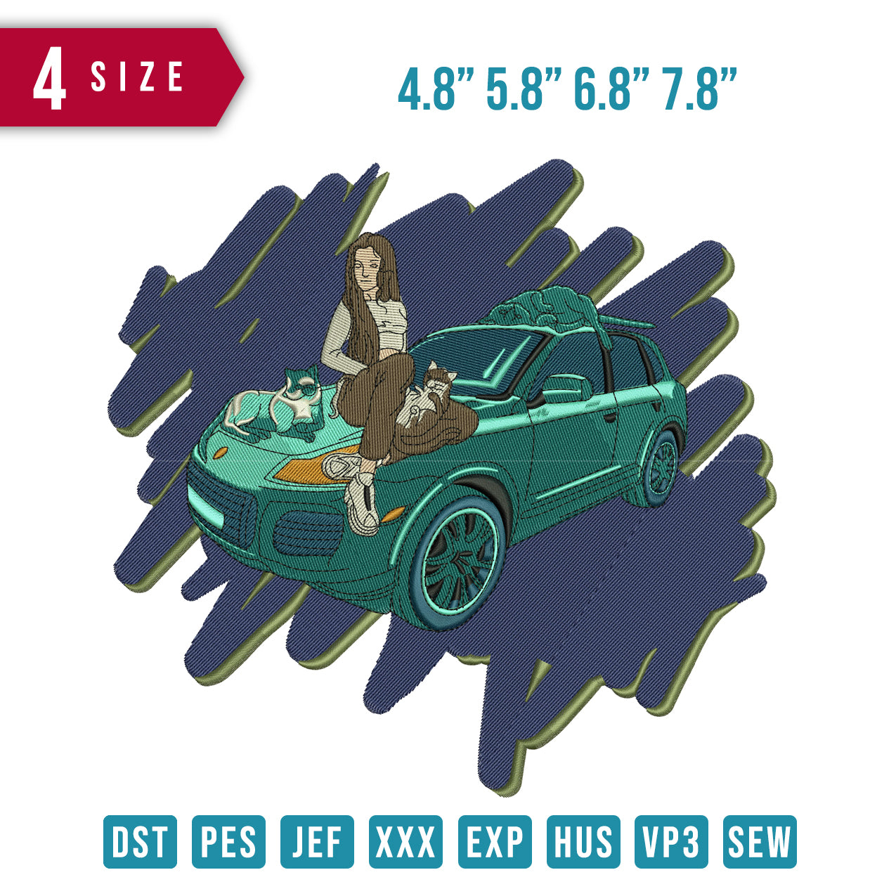 Girl on top of car