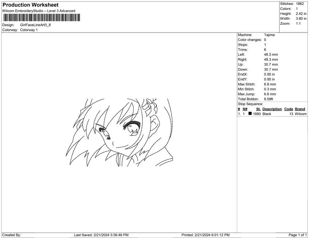 Girl Face Line Art