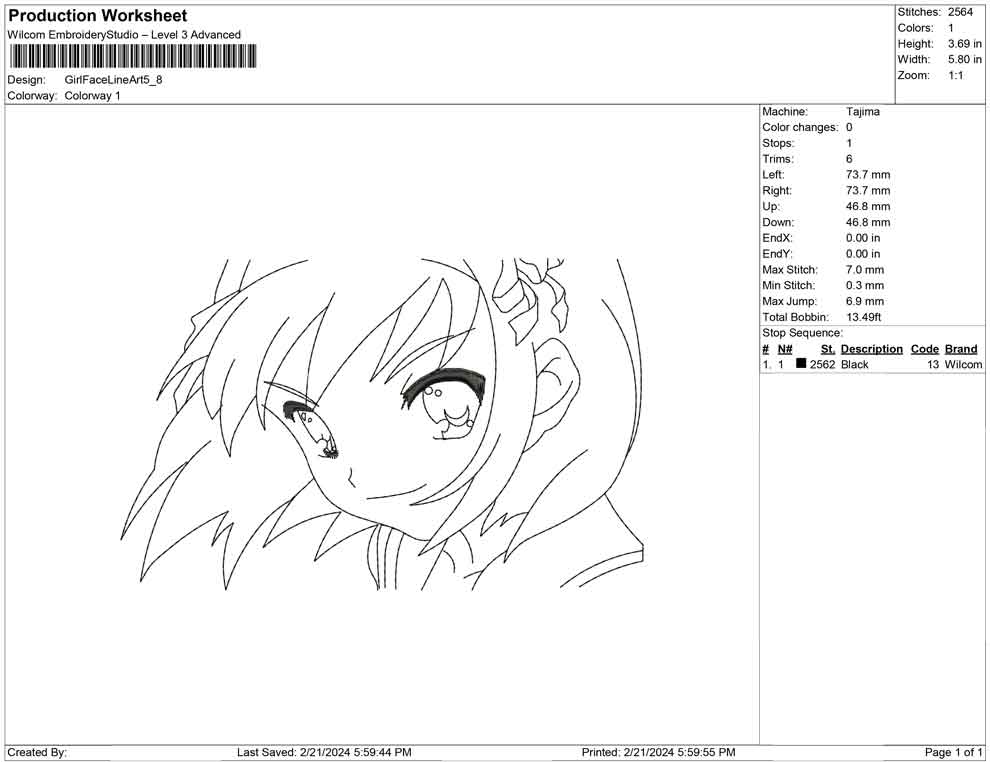 Girl Face Line Art