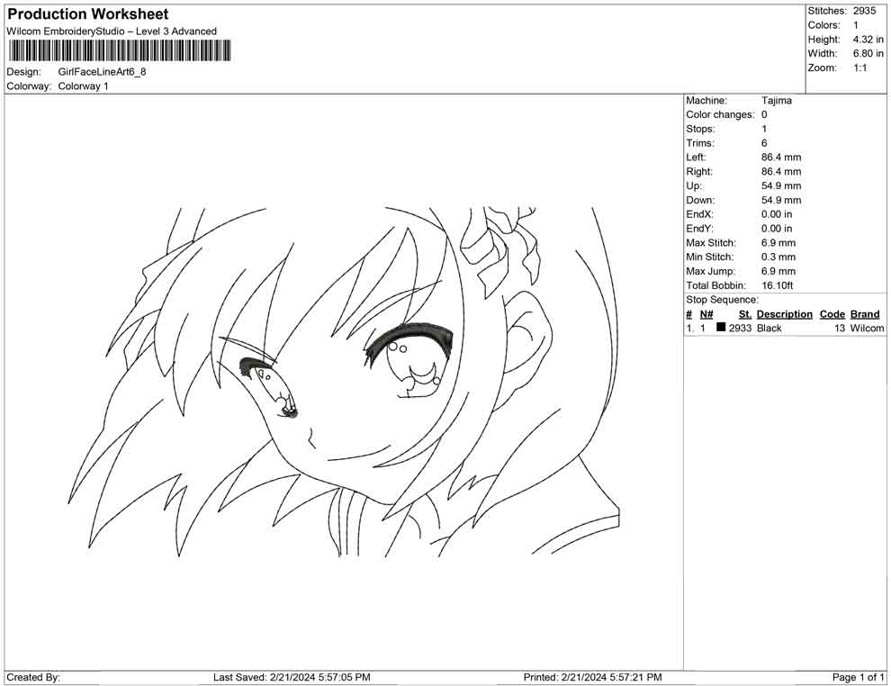 Girl Face Line Art