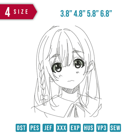 Girl Face Line Art B