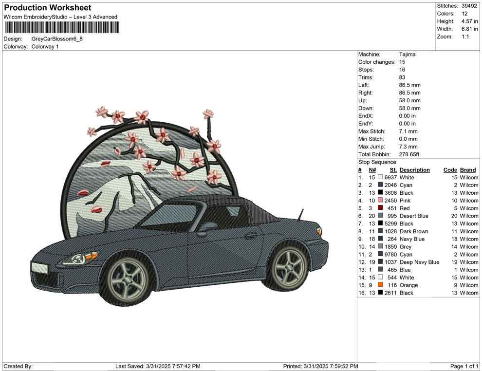 Grey Car Blossom