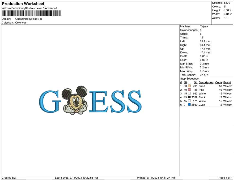 Guess mickey face