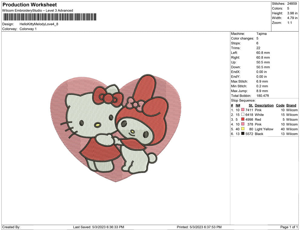 Hello kitty and Melody love