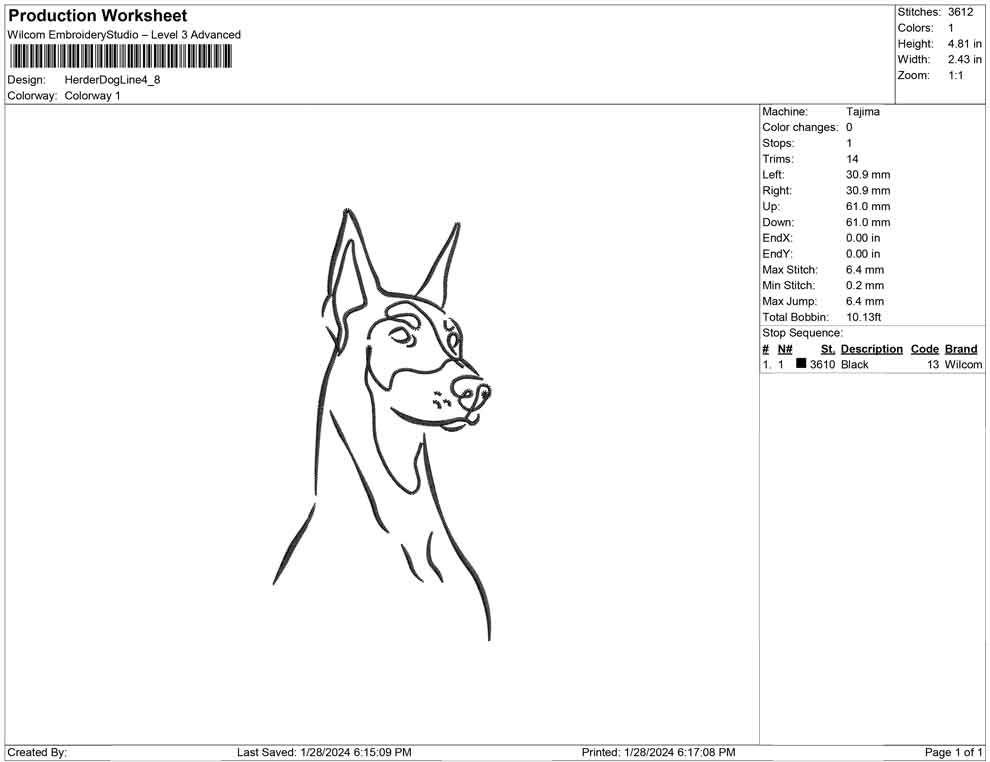 Herder Dog line Art