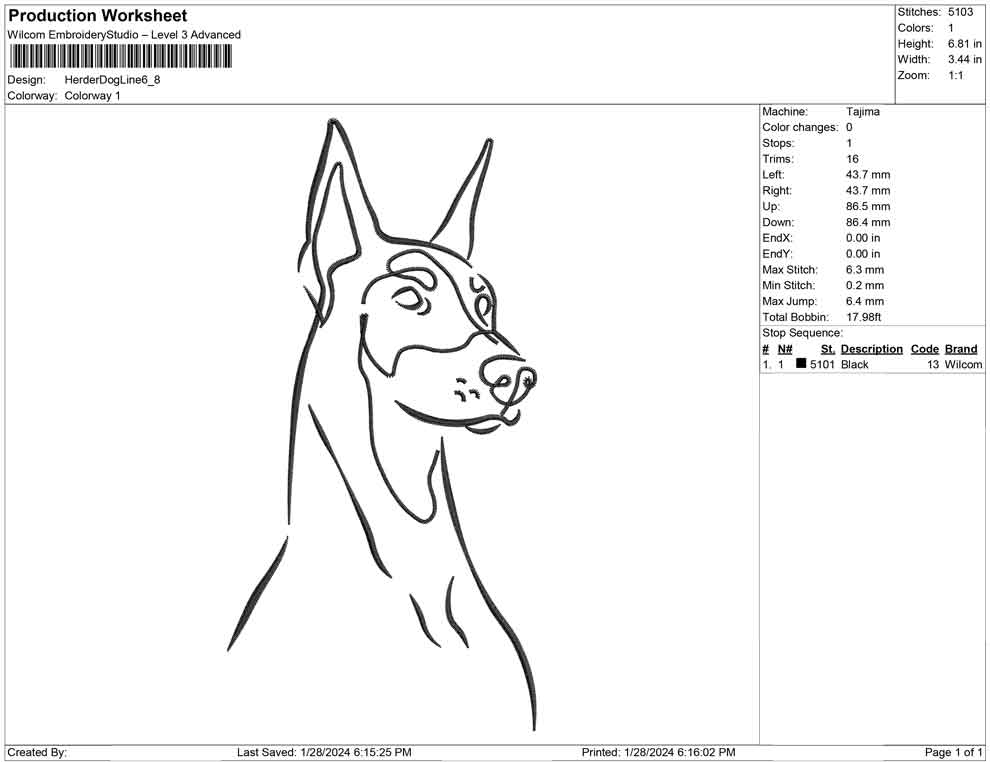 Herder Dog line Art