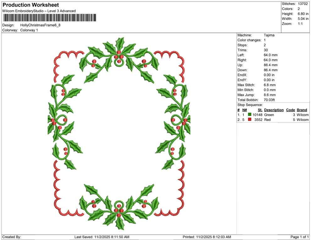 Holly Christmas Frame
