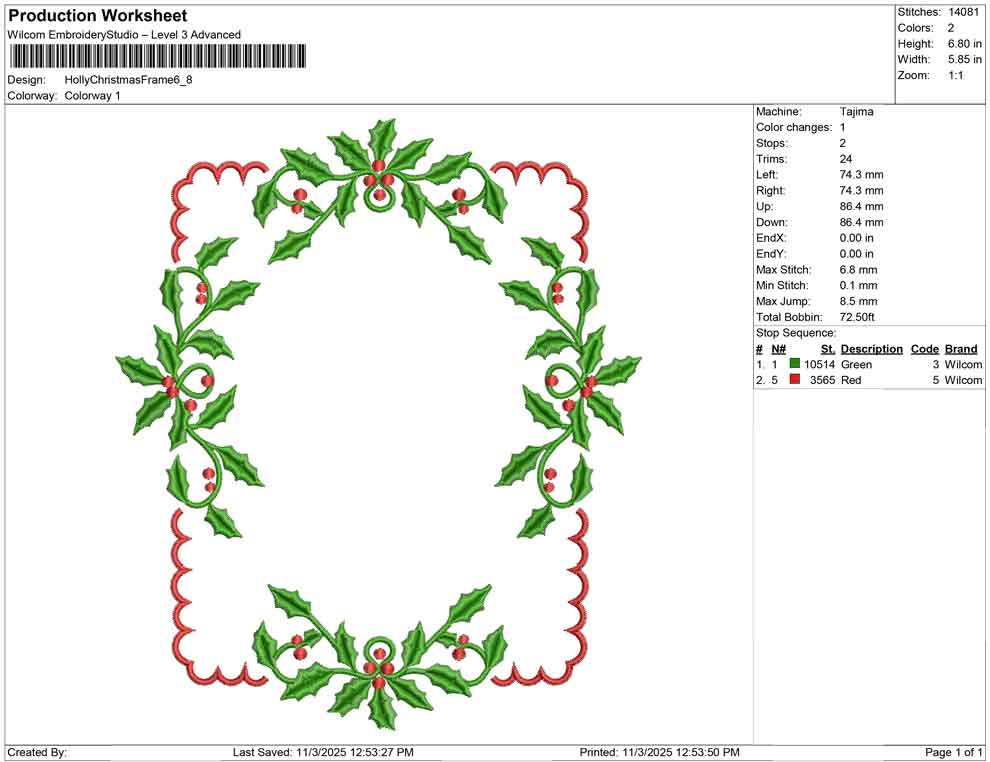 Holly Christmas Frame