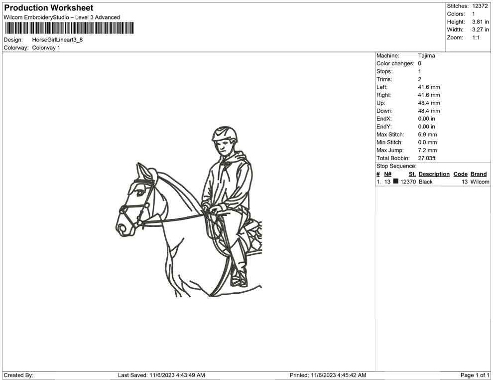 Horse girl line Art
