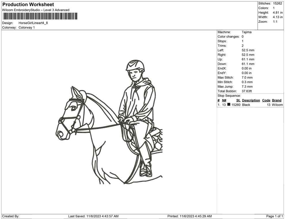 Horse girl line Art