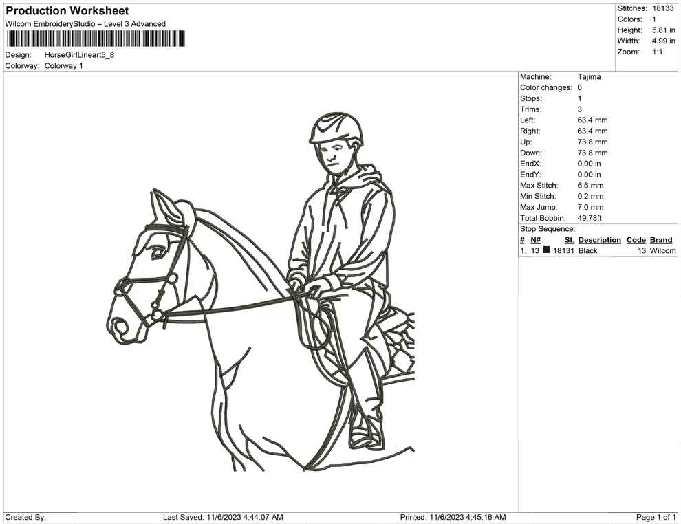 Horse girl line Art