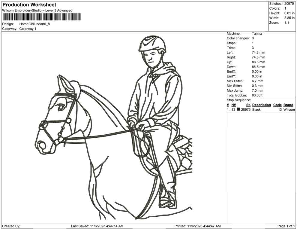 Horse girl line Art
