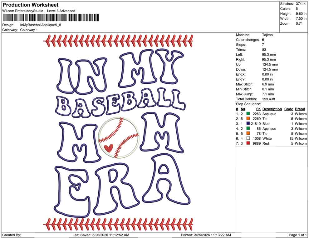 In My Baseball Applique