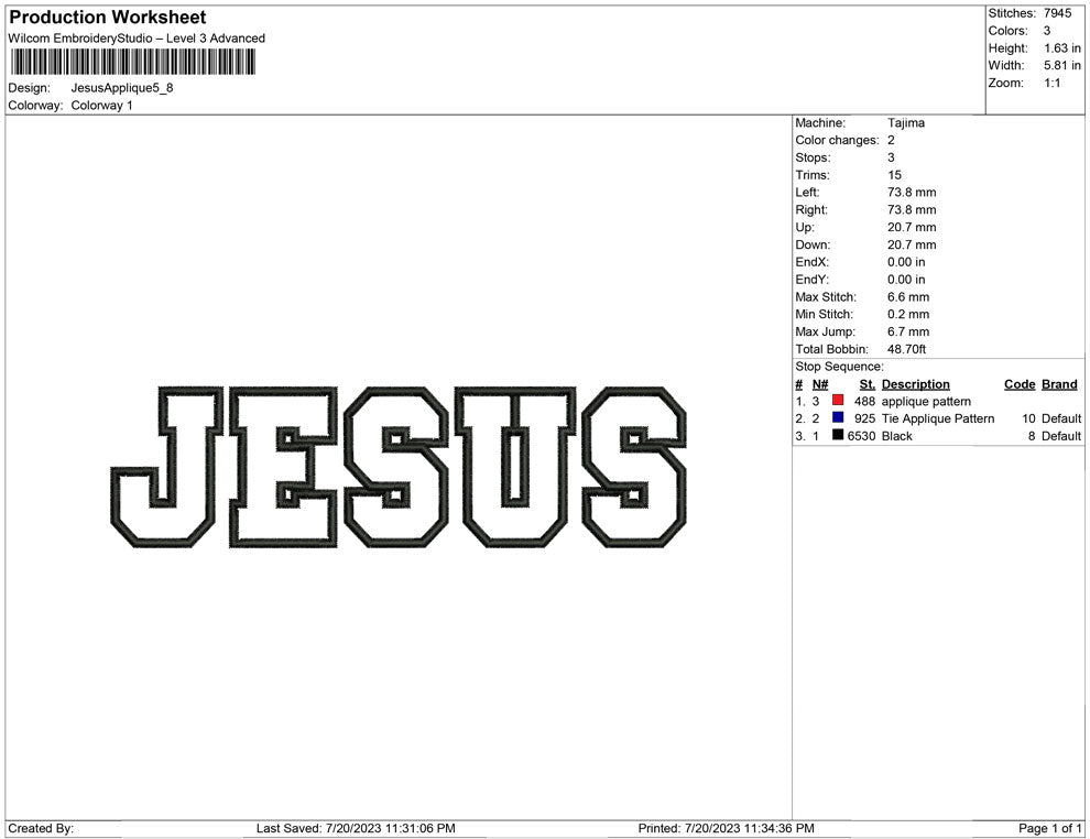 Jesus Applique