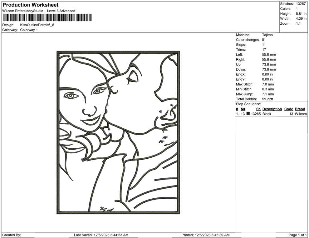 Kiss Outline Potrait