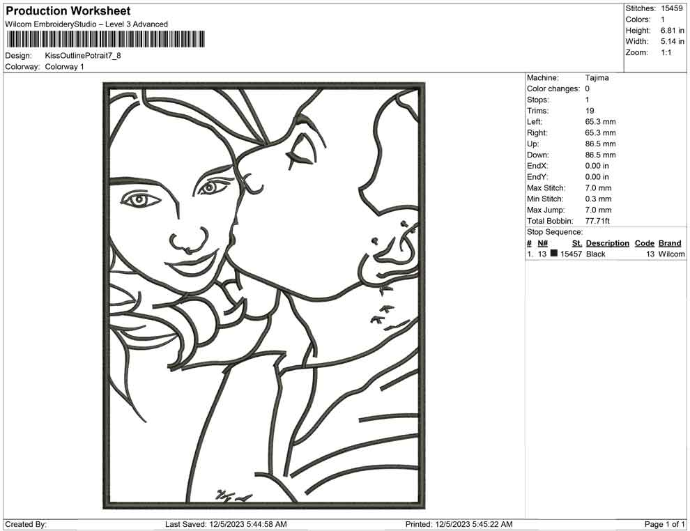 Kiss Outline Potrait