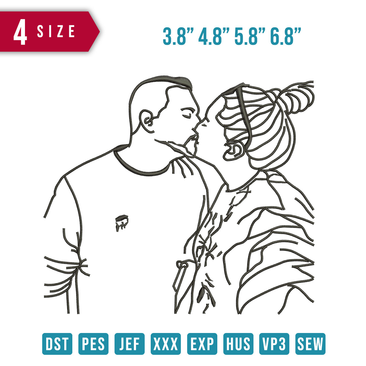 Kiss Potrait Line Art