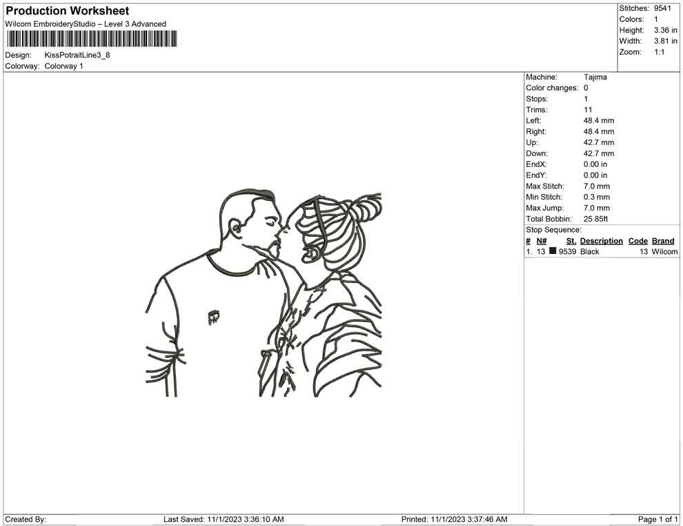 Kiss Potrait Line Art
