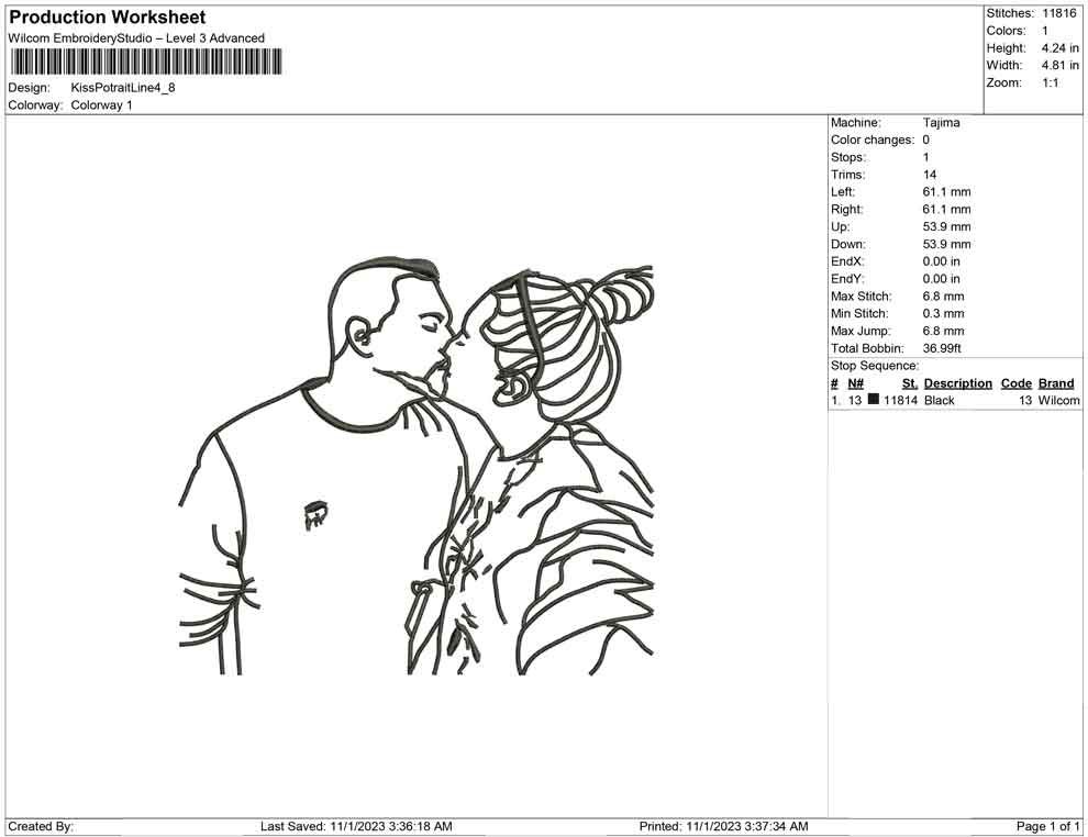 Kiss Potrait Line Art
