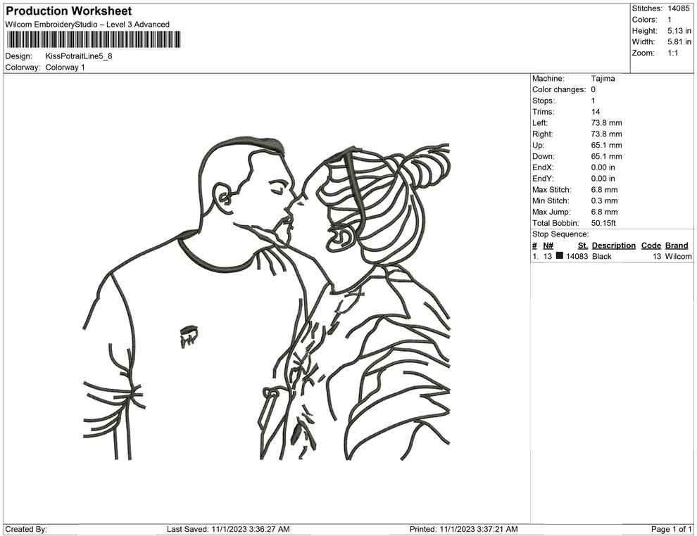 Kiss Potrait Line Art