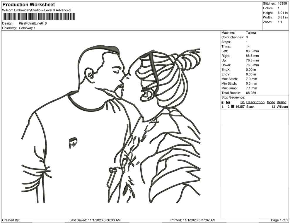 Kiss Potrait Line Art