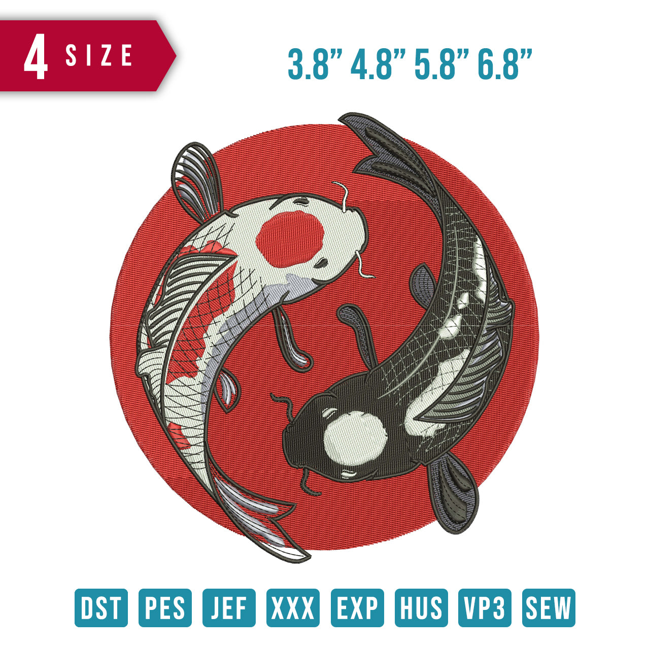 Koi Fish Badge Reel Holder Simple Fish Bowl Badge Hand Paint Yin