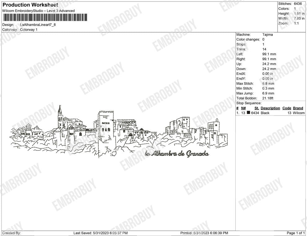 La Alhambra Line Art