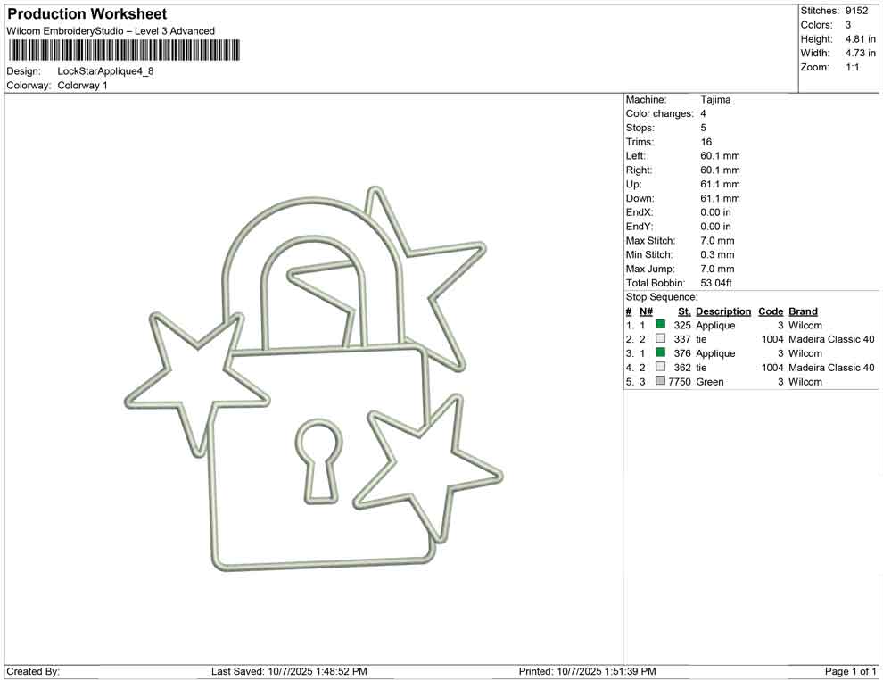 Lock Star Applique