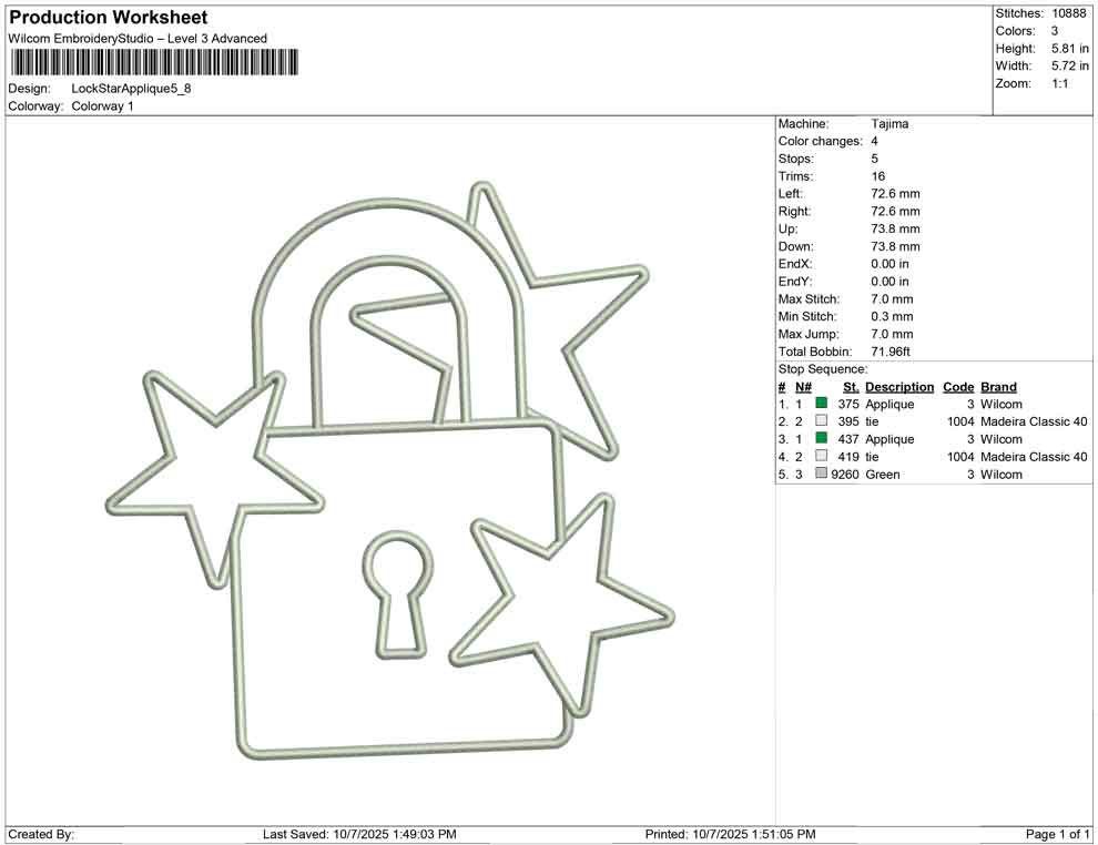 Lock Star Applique