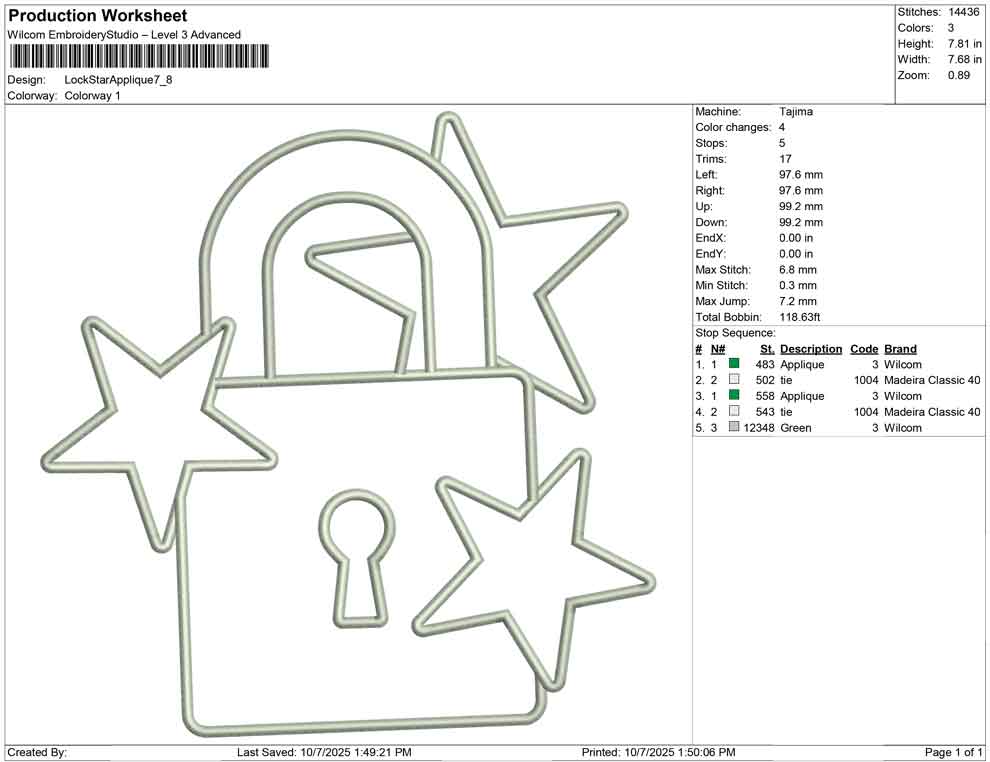 Lock Star Applique