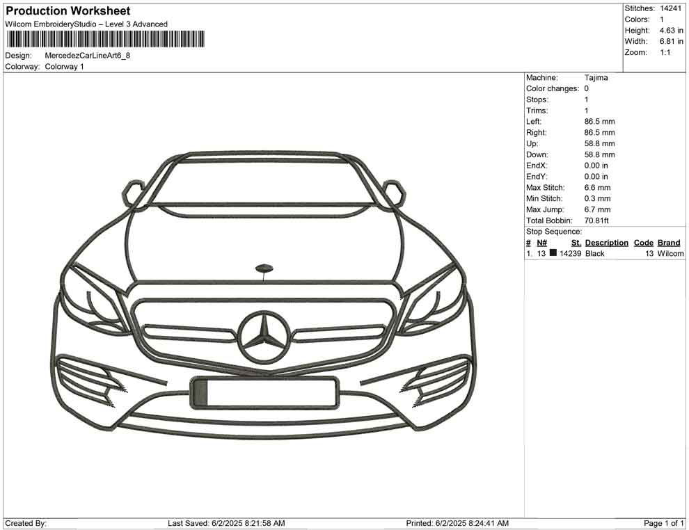 Mercedez Car Line Art