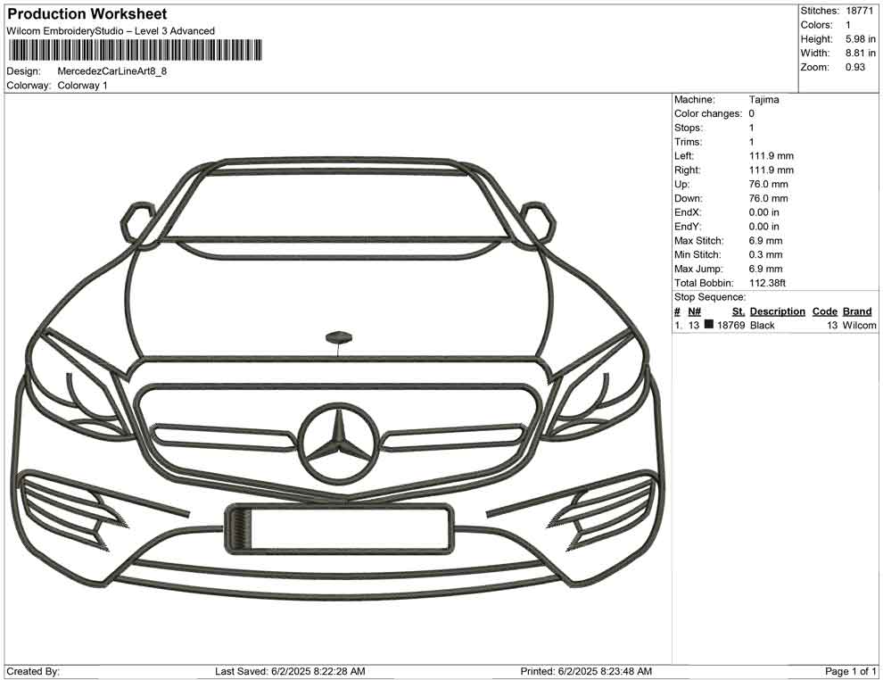 Mercedez Car Line Art