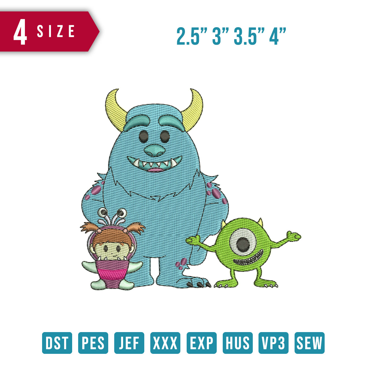 monsters inc embroidery designs Monster inc chibi – Embrobuy