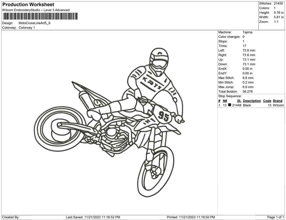 Motocross Line Art