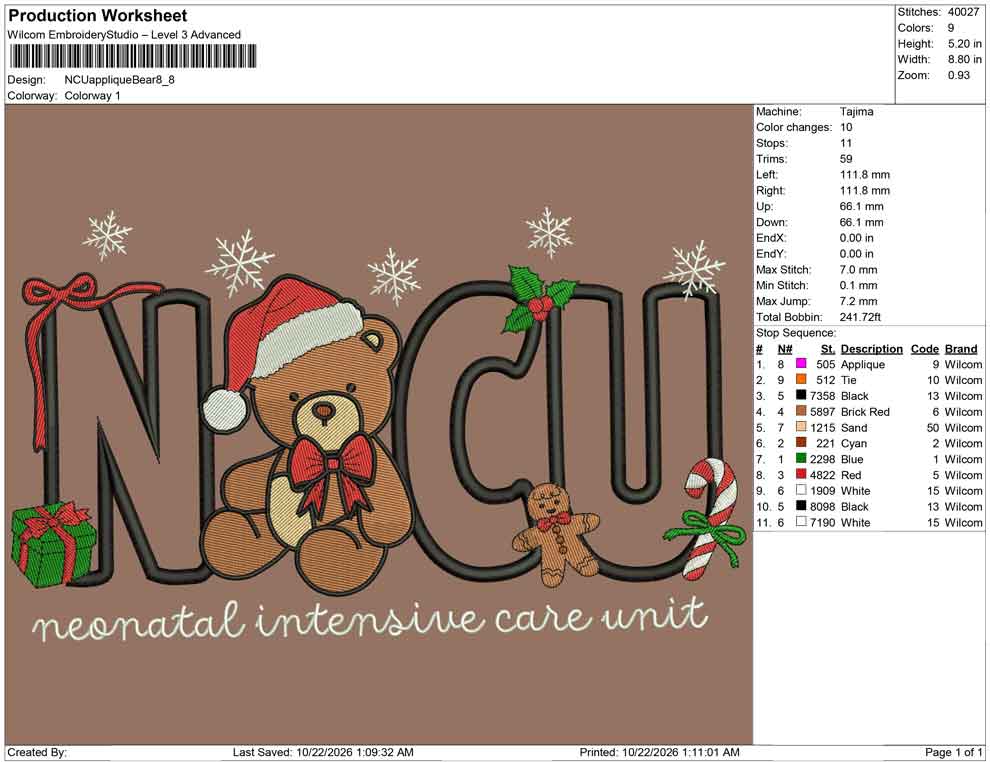 NCU applique Bear