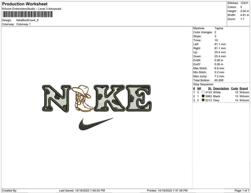 Nike boot cow