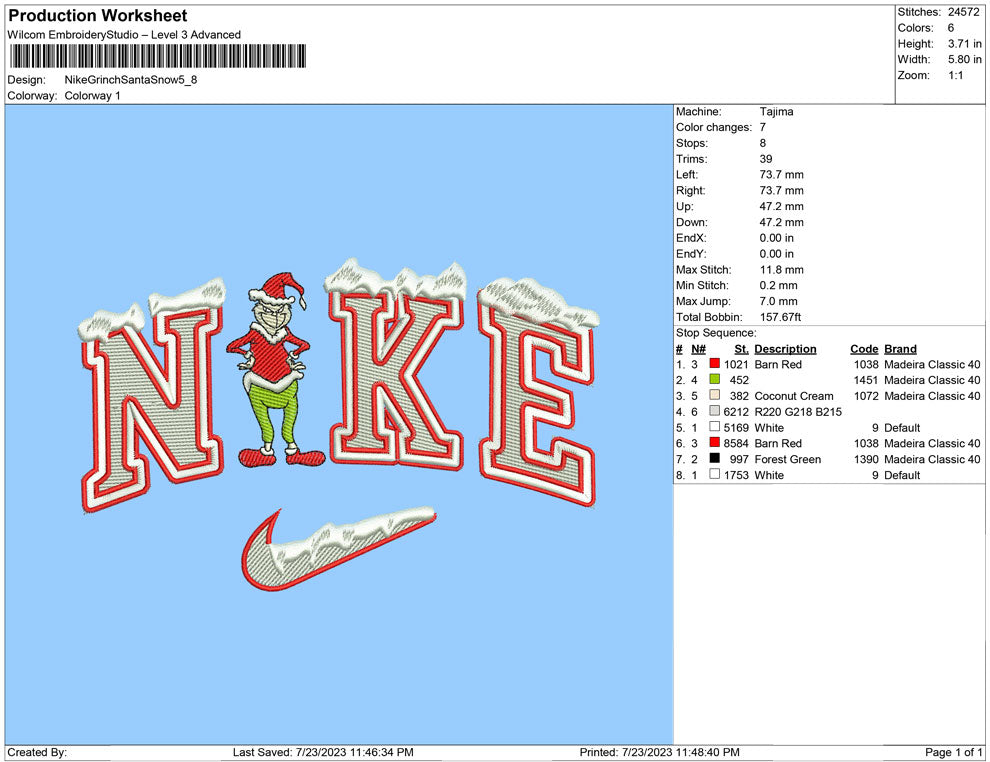 Nike Grinch Santa with snow