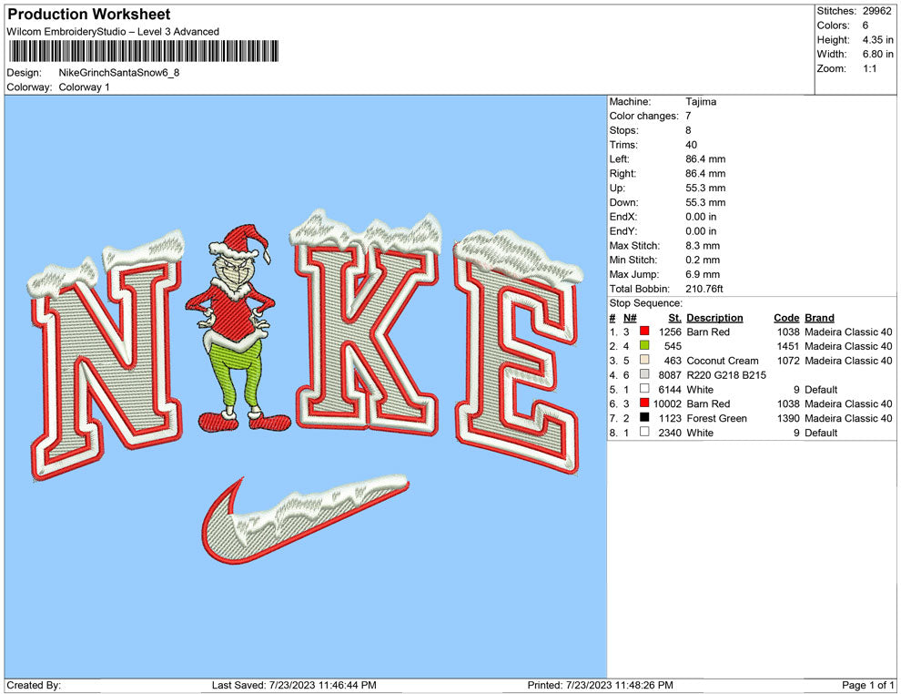 Nike Grinch Santa with snow