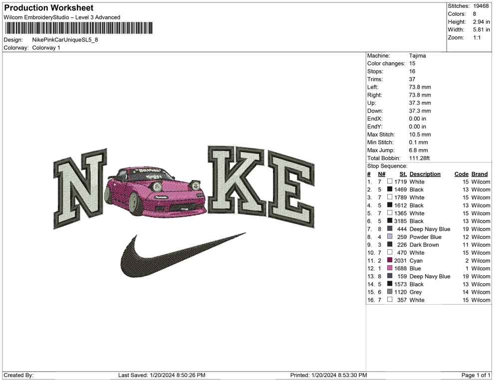 Nike pink car unique Swoosh big