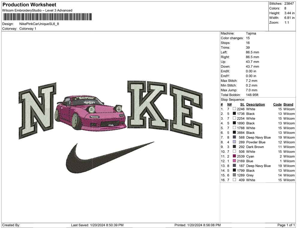 Nike pink car unique Swoosh big