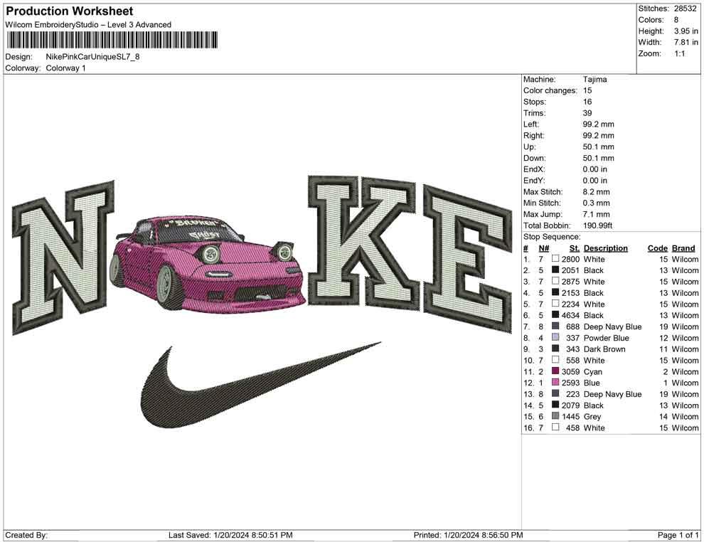 Nike pink car unique Swoosh big
