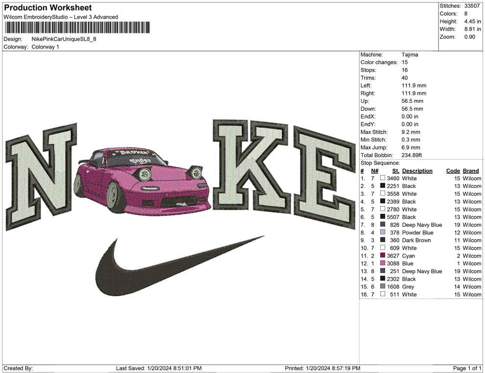 Nike pink car unique Swoosh big