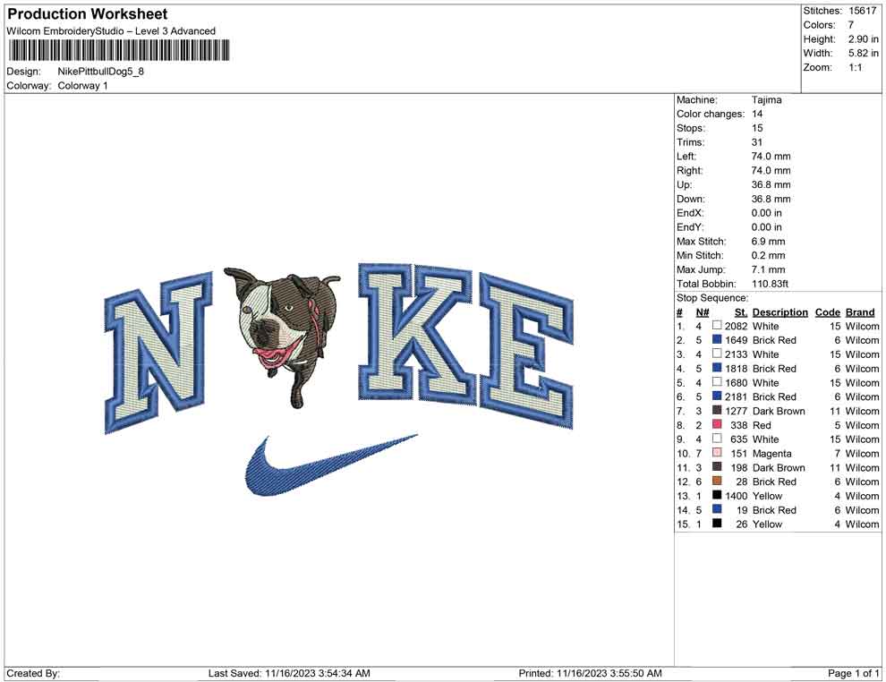 Nike pitbull dog