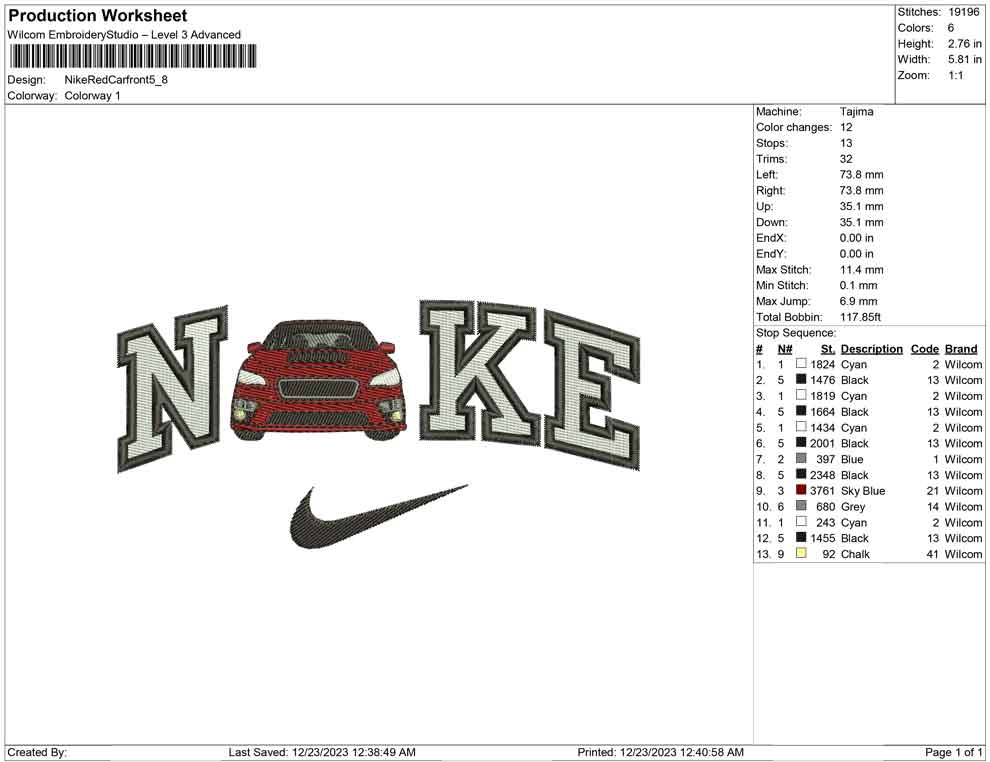 Nike Red Car front